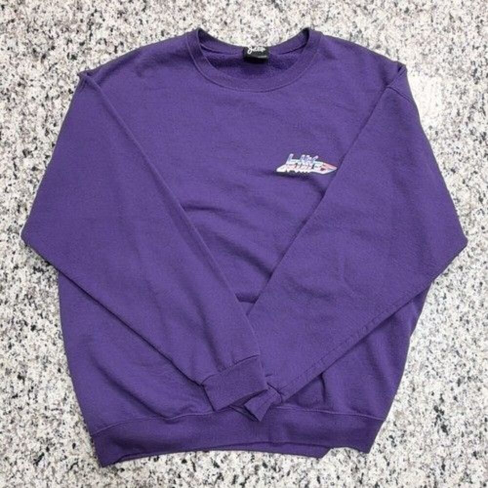 Jet Life Men's XL Purple Crewneck Pullover Fleece Logo Graphic Sweatshirt